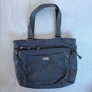 ETA Gray Nylon‎ Tote Bag Shoulder Bag Top Zip Multiple Pockets